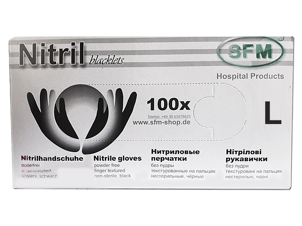 Рукавички нітрілові L чорні 100шт SFM 534958_1
