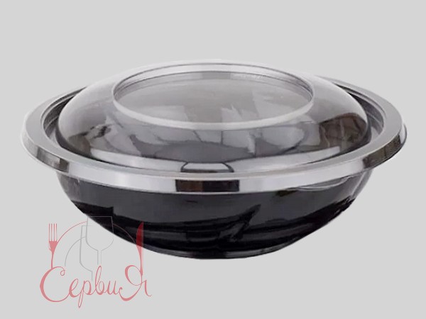 Контейнер РЕТ д.190, h54,5мм з прозор.криш. 750мл чорний 10шт 015031/015034_2