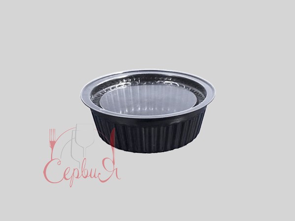 Контейнер 85х25мм круглий з кришкою (соусник) 100мл корич.дно ПС-42д 100шт_2