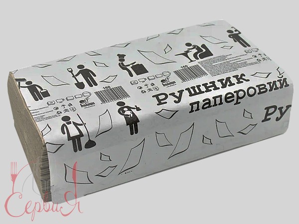 Рушник 1шар Vскладення сірий 150шт Альбатрос_2