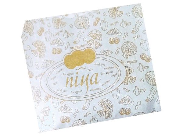 Саше папер. 170х180х50мм білий з малюнком Піца,Хачапурі 100шт 286 ЕП_1