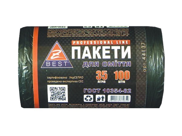 Пакет для сміття 35л 100шт чорний Z BEST 44137 ХД_1