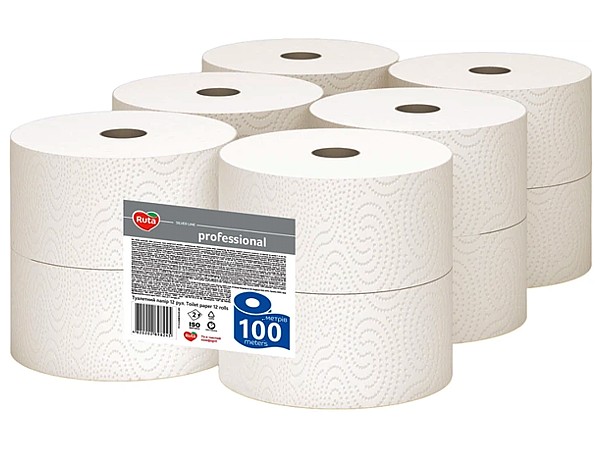 Туалетний папір двошаровий білий Ruta Professional Джамбо 100м 12рул Т1180_1