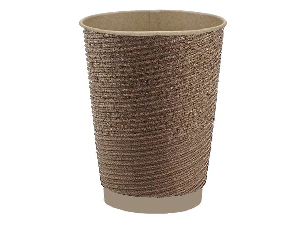 Стакан 440мл паперовий гофра коричневий/крафт всеред.25шт АПХ 122490_1