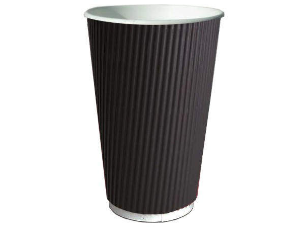 Стакан 500мл паперовий гофра чорний 20шт КС_1