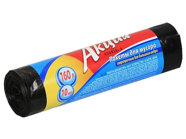 Пакет для сміття 160л 10шт чорний АК 0283_1