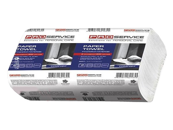 Рушник 2шари Vскладення білий целюлоза 160шт PRO 33700122_1