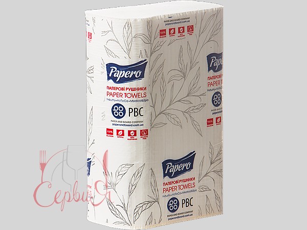 Рушник 2шари Z-Zскладання білий вузький 200шт RN007 Papero КПК_2