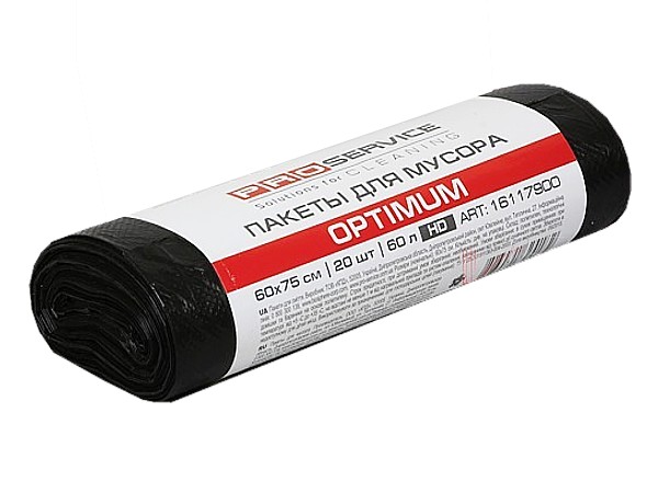 Пакет для сміття 60л 20шт чорний OPTIMUM 16117900 ХД_1