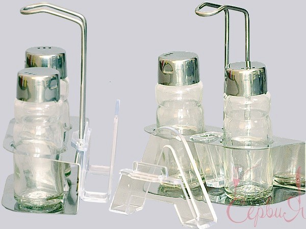 Набір для спецій 4пр. полірована нерж. сталь (сіль/перець/знімна серветн./зубоч.) 231 МАК_2