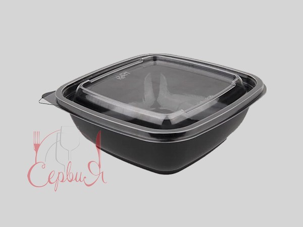 Контейнер РЕТ 160х160х30,5мм чорний з прозор.кришкою 375мл 10шт 015057/015066_2