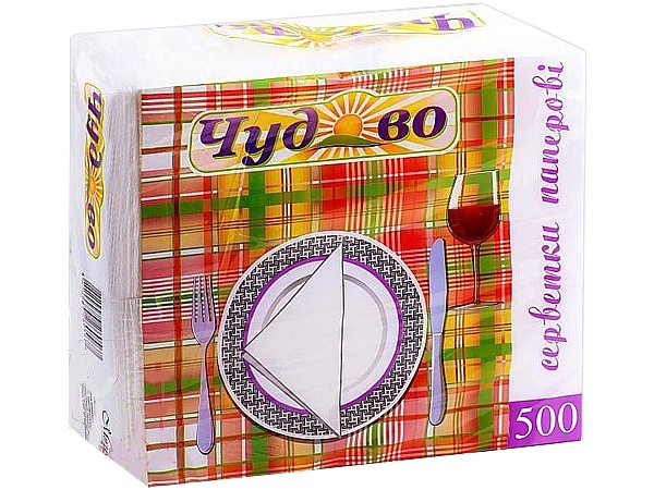 Серветка одношарова біла 22х24см 500шт Чудово_1