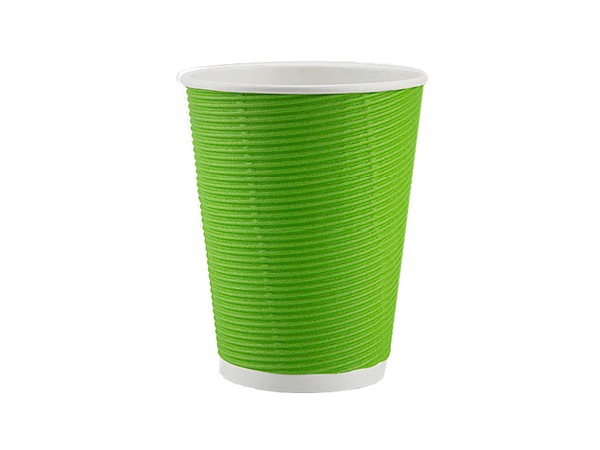 Стакан 340мл паперовий гофра зелений під кришку АР-80 25шт АПХ_1