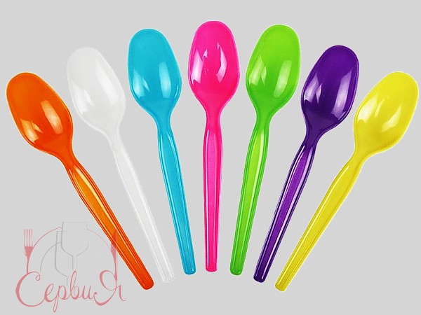 Ложка пластикова кольорова 100шт ПС_2