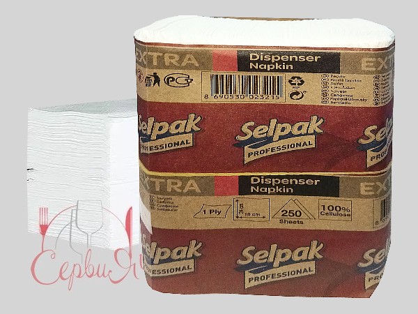 Серветка для діспенсера 24х18см біла 250шт Selpak 33760045_3