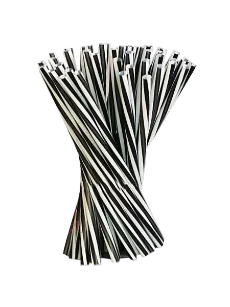 Соломка фреш 25смх8мм без згину гвинтова чорно-біла 500шт СП_1