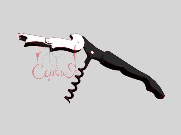 Ніж + штопор офіціанта 2-х ступінчастий чорний Т W-2_2