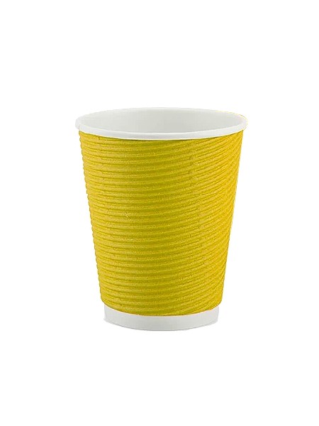 Стакан 180мл паперовий гофра жовтий під кришку АР-69 25шт АПХ 122205_1