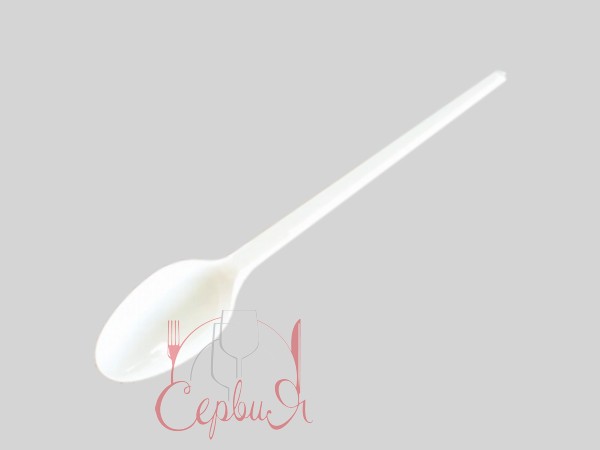 Ложка чайна біла 12см 100шт А_2