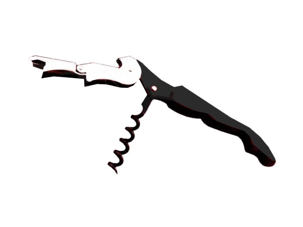 Ніж + штопор офіціанта 2-х ступінчастий чорний Т W-2_1