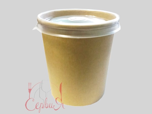 Контейнер папер. для супу та др.страв з проз.кр. 500мл крафт\/крафт 25шт 011004\/011002П_2