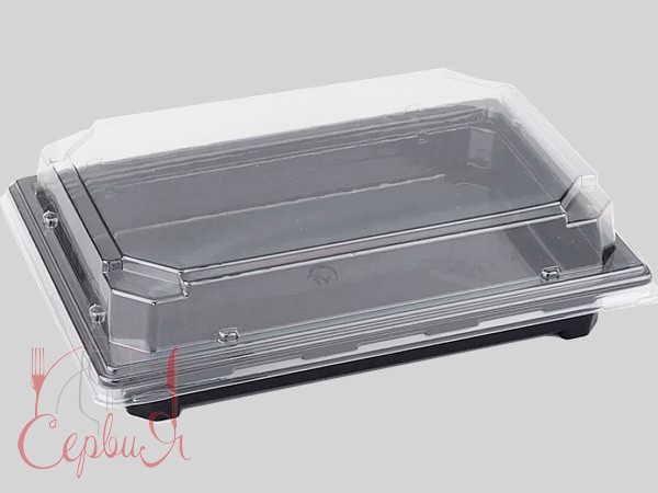 Контейнер РЕТ 242х168х30мм д/суши чорний з прозор.кришкою 10шт 015044/015045_2