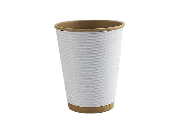 Стакан 340мл паперовий гофра білий/Крафт всеред.25шт АПХ 122244_1