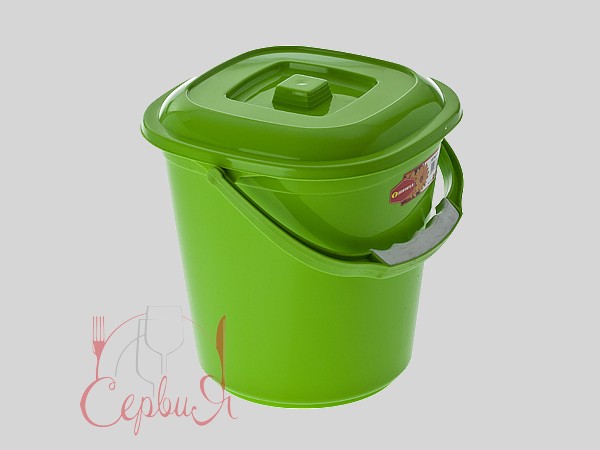 Відро пластикове квадратне з кришкою 10л 3055_2