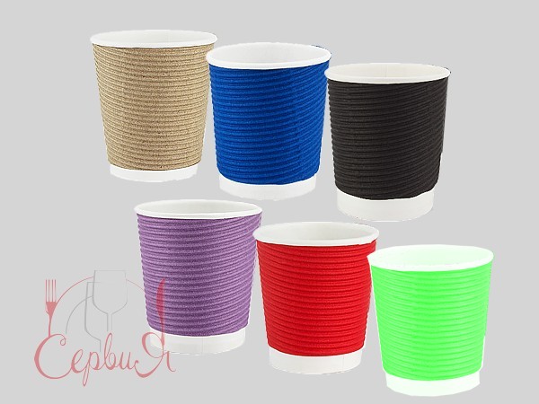 Стакан 110мл паперовий гофра зелений 25шт АПХ 122190_2