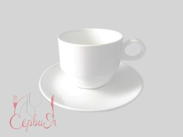 Чашка чайна з блюдцем біла 320мл/д.17см 19855_2