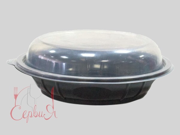 Контейнер РР д.220, h45мм чорний з прозор.кришкою 850мл 10шт 010923_2