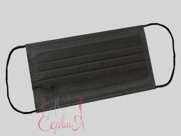 Маска спанбонд однораз. 3шар. чорна_2