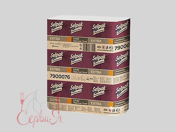 Рушник 2шари Z-Zскладення білий 200шт Selpak 32660430_2