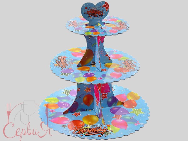 Стойка для торта"Праздник" 3-х уровневая картон  арт.19002_2