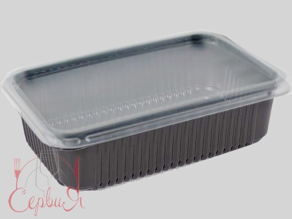 Контейнер РР 275х175х75мм чорний з прозорою кришкою 2,4л 10шт 015124/015126_2
