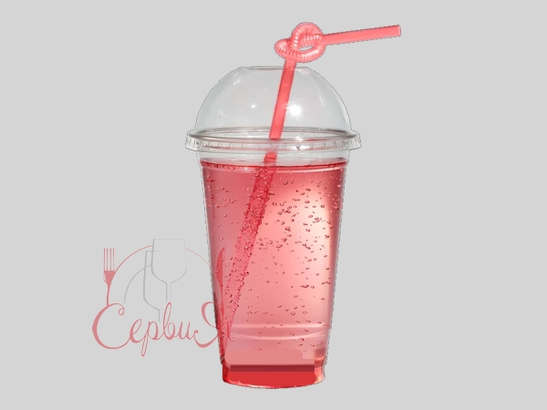 Стакан 400мл з купольною кришкою з отвором 50шт 41406 У_2