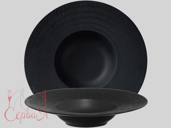 Тарілка для пасти чорна матова з візерунком 30,5см АР_2