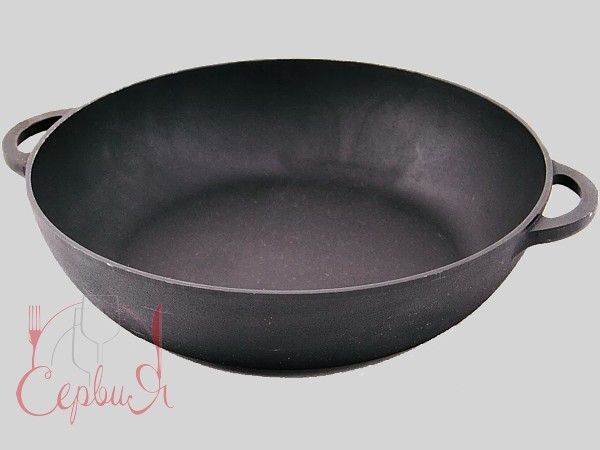 Пательня-жаровня д.360мм h80мм литті ручки"Термо" чугун_2