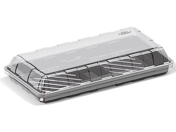 Контейнер з кришкою для суши (чорне дно) 123х233х40мм 880мл IT-140 10шт_1