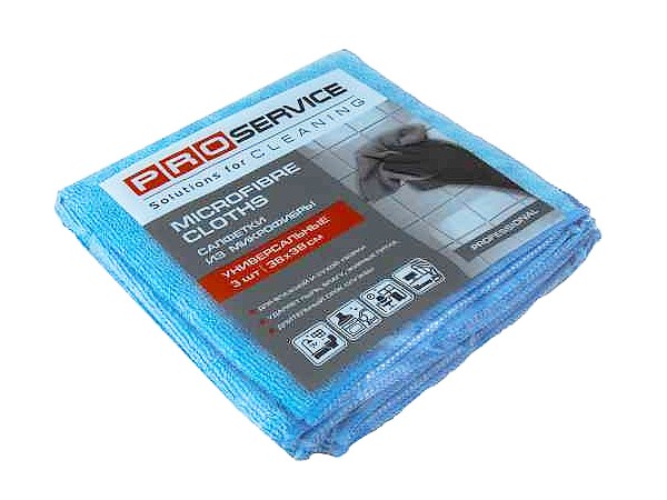 Серветка з мікрофібри універcальна 38х38см 3шт синя PRO 183034_1