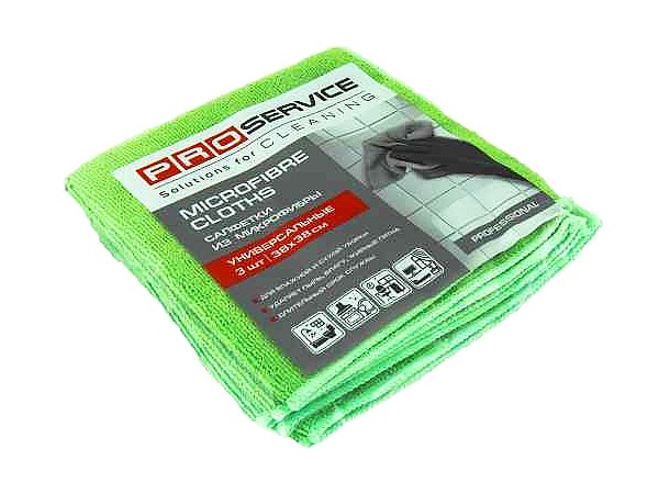 Серветка з мікрофібри універсальна 38х38см 3шт зелена PRO 183033_1