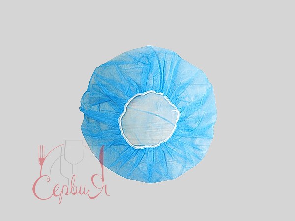 Шапочка-берет флізелін одноразова блакитна ЗПТ_2