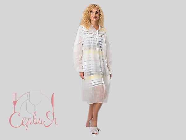 Халат спанбонд одноразовий L\/XL білий 10шт PL_2
