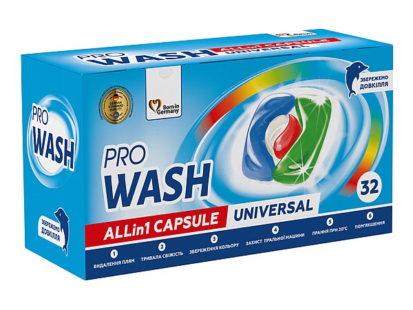 Капсули для прання  PRO WASH 32шт Універсал_1