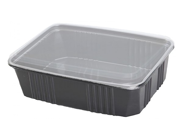 Контейнер РР 193х153х53мм с прозр.крышкой черное дно 1л 25шт 011746/011747К_1