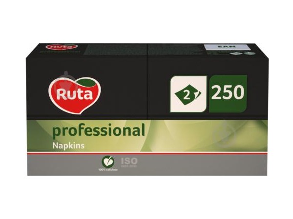 Серветка двошарова чорна 1/8 складання 33х33см 250шт Ruta k0548_1