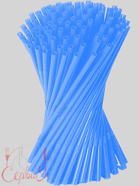 Соломка для соку 21смх6мм зі згином синя 100шт BS_2