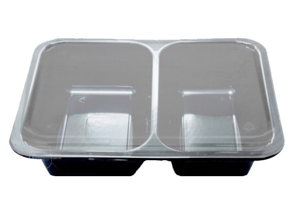 Контейнер РР 2хсекц. 227х178х40мм чорний с прозор. кришкою 10шт Т2 А 25919_1