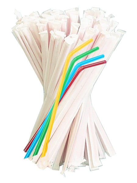 Соломка для соку 20смх5мм зі згином червона в інд.уп.100шт BS_1