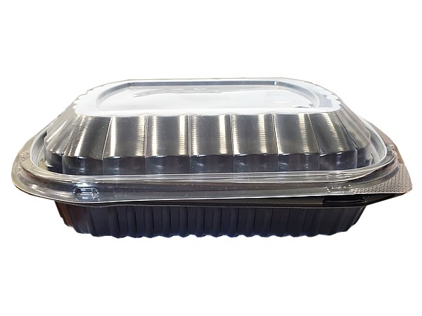 Контейнер РР ланч-бокс 230х202х37мм чорний з прозор.кришкою 1л 10шт А_1